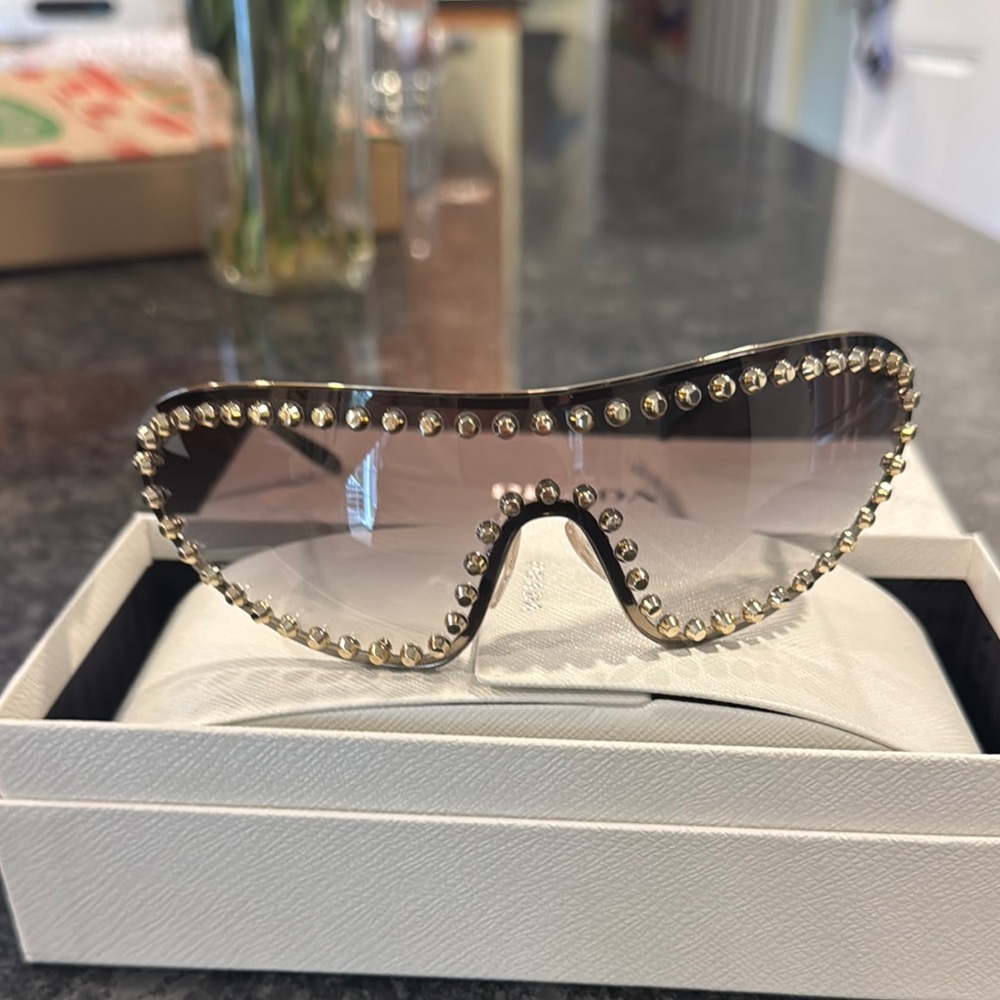 Rare Prada Studded Brown Sunglasses - Picture 4 of 9